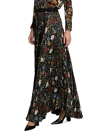Katz Floral Pleated Maxi Skirt