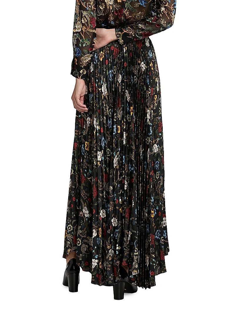 Katz Floral Pleated Maxi Skirt