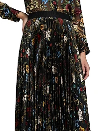Katz Floral Pleated Maxi Skirt