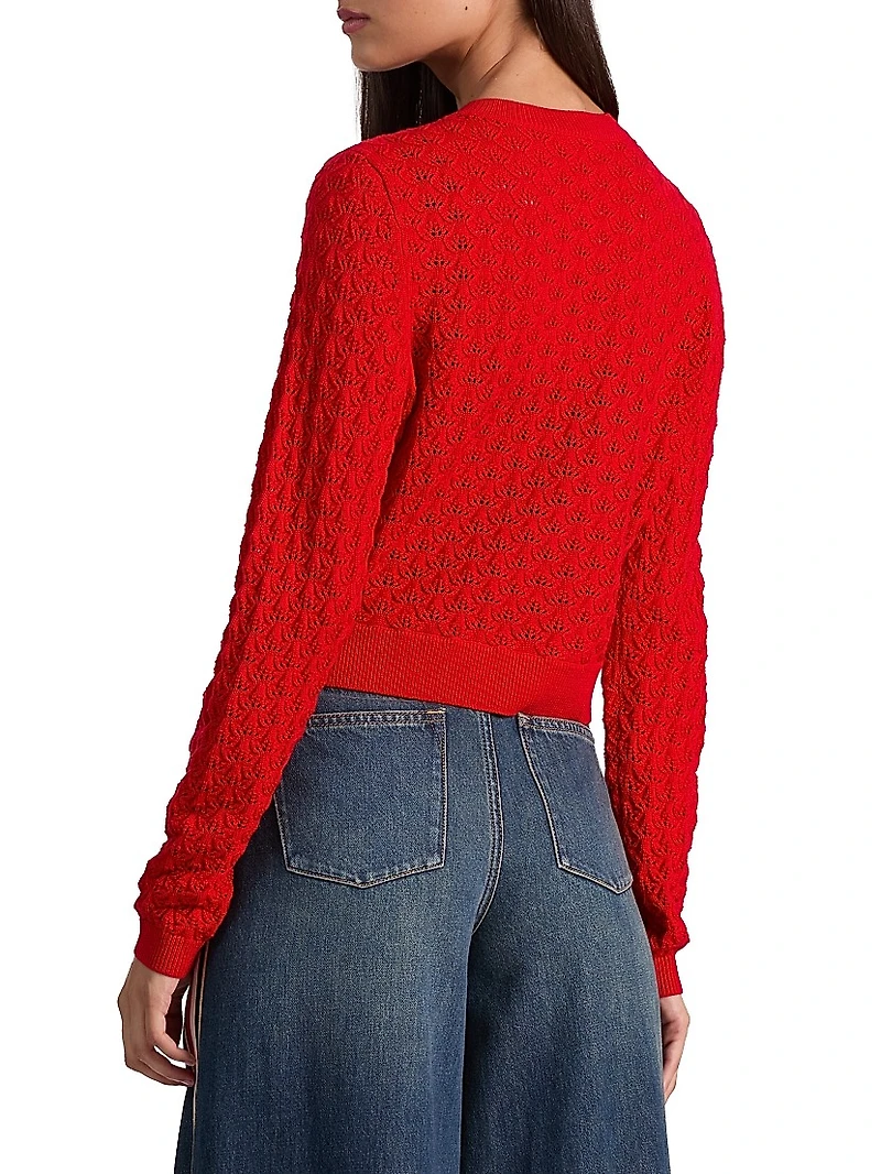 Dollie Bow-Accented Open-Front Cardigan