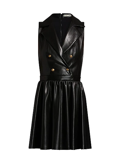 Emmy Faux-Leather Surplice Minidress