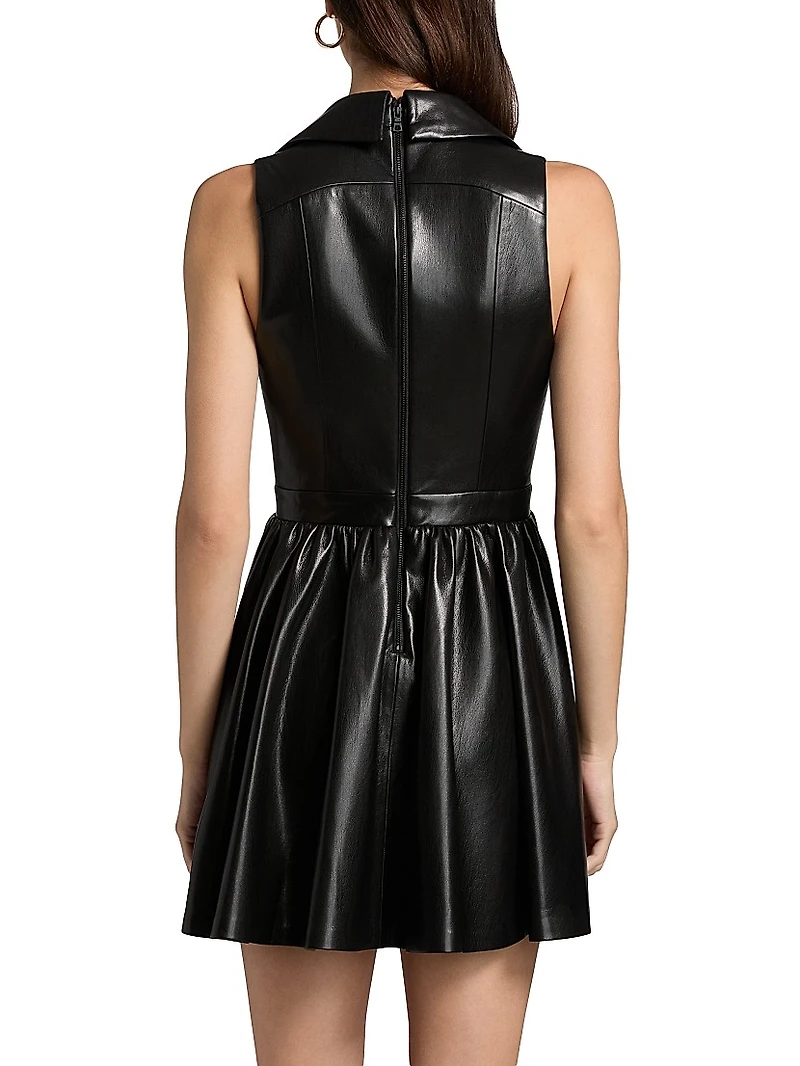 Emmy Faux-Leather Surplice Minidress