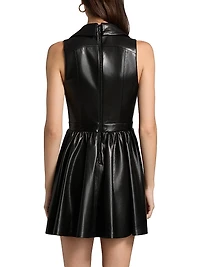 Emmy Faux-Leather Surplice Minidress