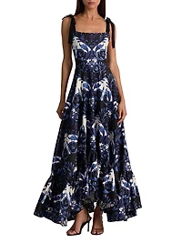 Rosalee Tie-Strap Bustier Maxi Dress