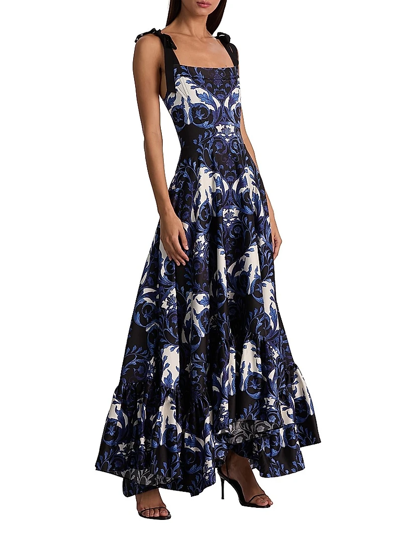 Rosalee Tie-Strap Bustier Maxi Dress