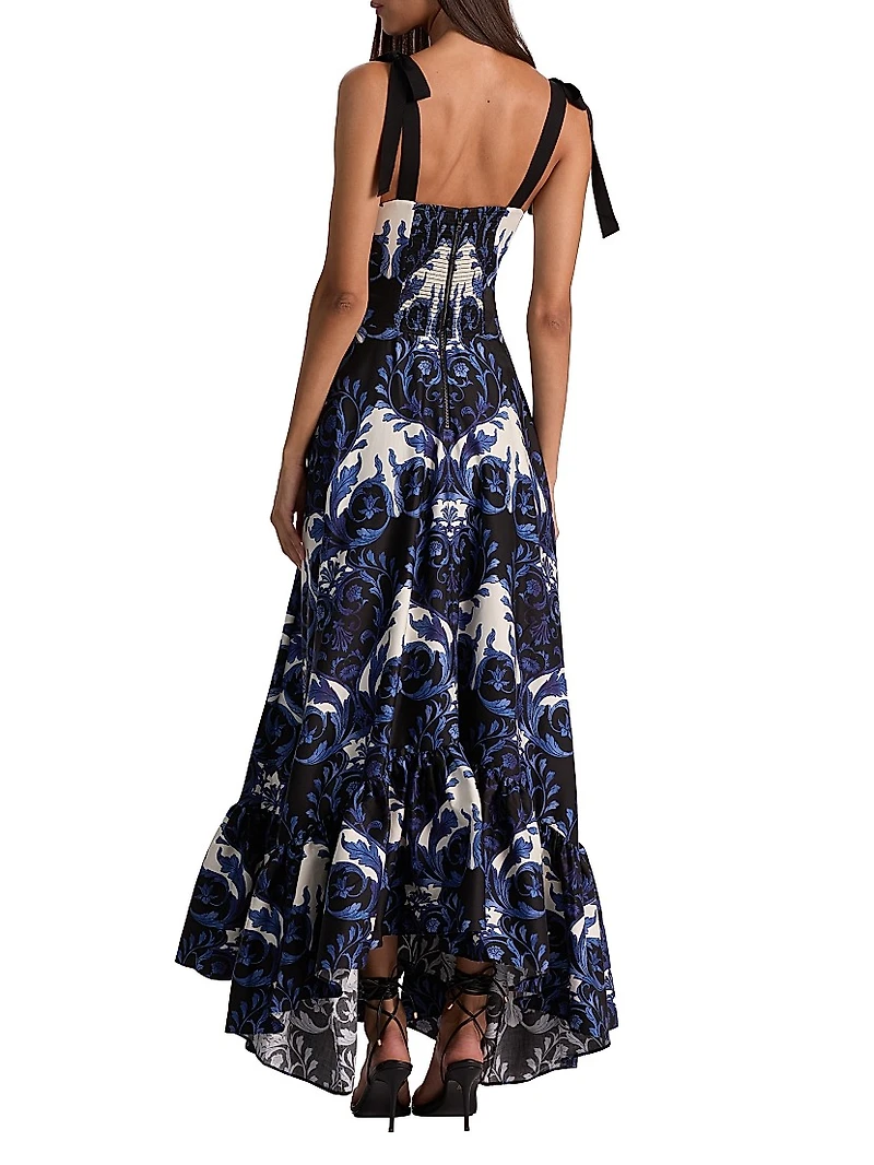 Rosalee Tie-Strap Bustier Maxi Dress