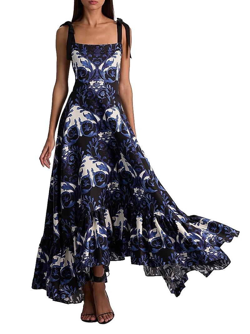 Rosalee Tie-Strap Bustier Maxi Dress