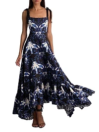 Rosalee Tie-Strap Bustier Maxi Dress