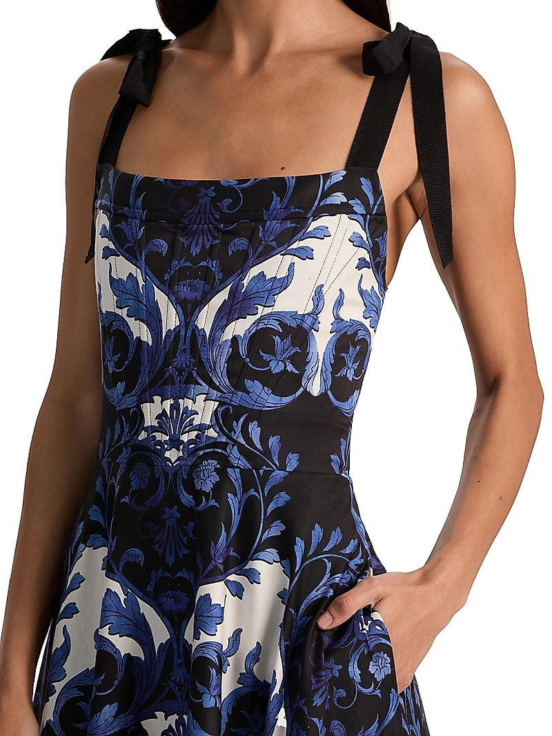 Rosalee Tie-Strap Bustier Maxi Dress