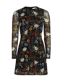Delora Floral Mesh Crewneck Minidress