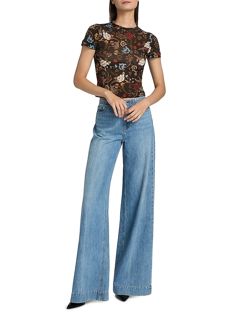 Tess Printed Mesh Crewneck T-Shirt