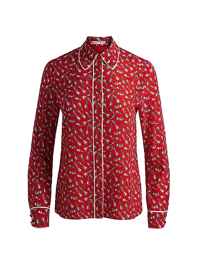 Willa Chess-Print Silk Shirt