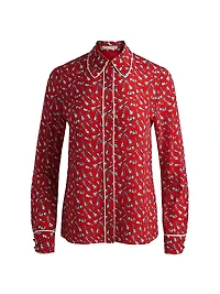 Willa Chess-Print Silk Shirt