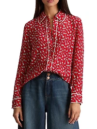 Willa Chess-Print Silk Shirt