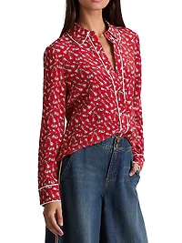 Willa Chess-Print Silk Shirt