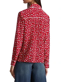 Willa Chess-Print Silk Shirt