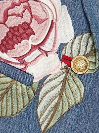 Billie Denim Floral Embroidered Boxy Blazer