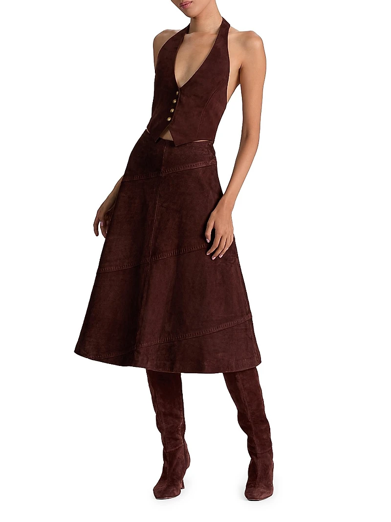Sosie Suede A-Line Midi-Skirt