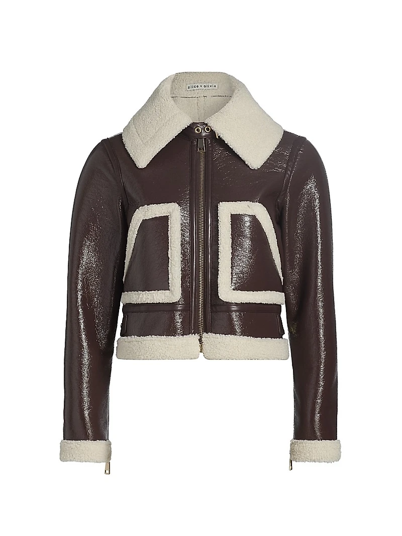 Isaiah Faux-Shearling Crop Aviator Jacket