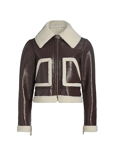 Isaiah Faux-Shearling Crop Aviator Jacket