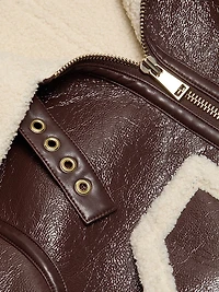 Isaiah Faux-Shearling Crop Aviator Jacket