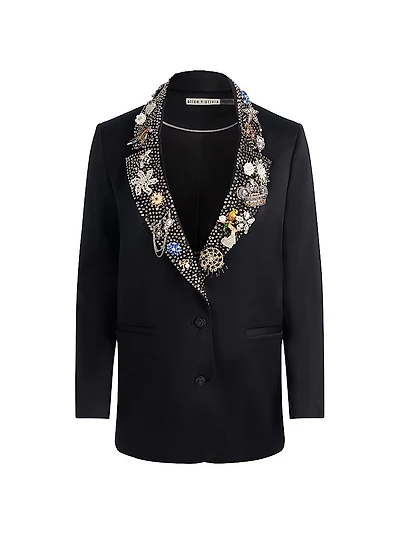 Elna Crystal-Embellished Long Blazer