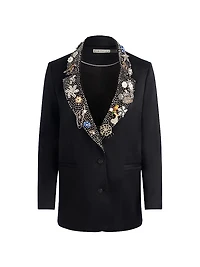Elna Crystal-Embellished Long Blazer