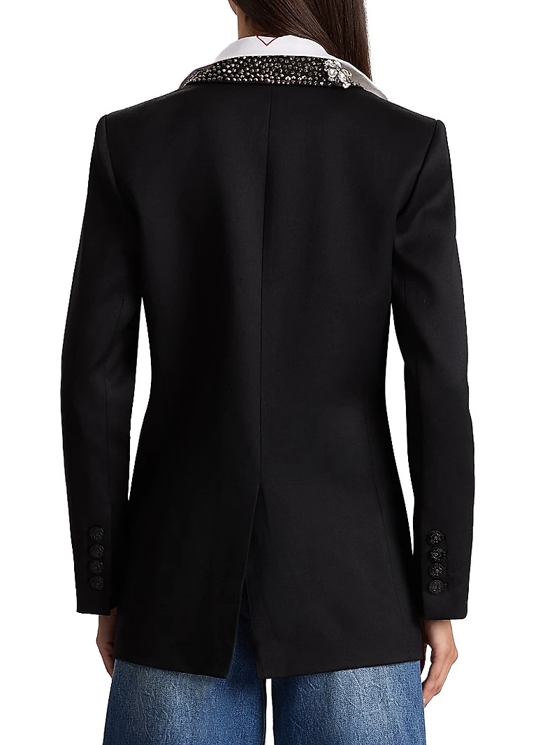Elna Crystal-Embellished Long Blazer