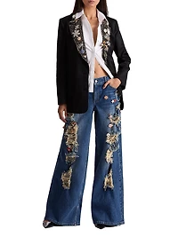 Elna Crystal-Embellished Long Blazer