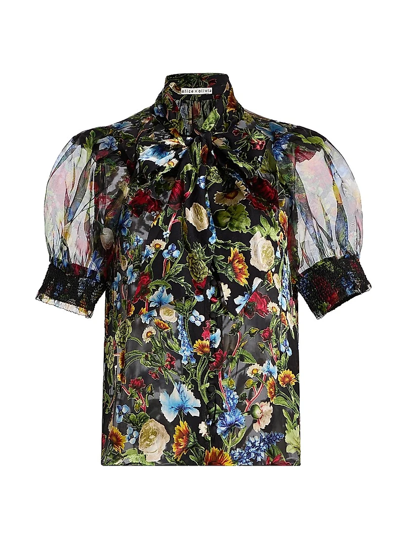 Brentley Floral Tie-Neck Blouse