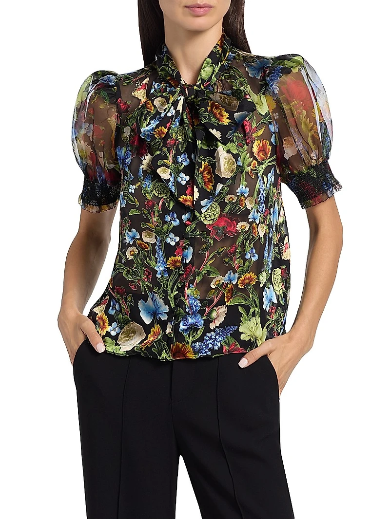 Brentley Floral Tie-Neck Blouse