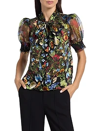 Brentley Floral Tie-Neck Blouse