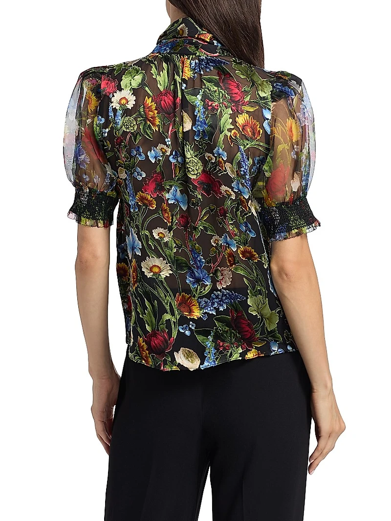 Brentley Floral Tie-Neck Blouse