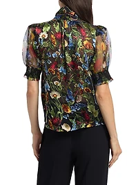 Brentley Floral Tie-Neck Blouse
