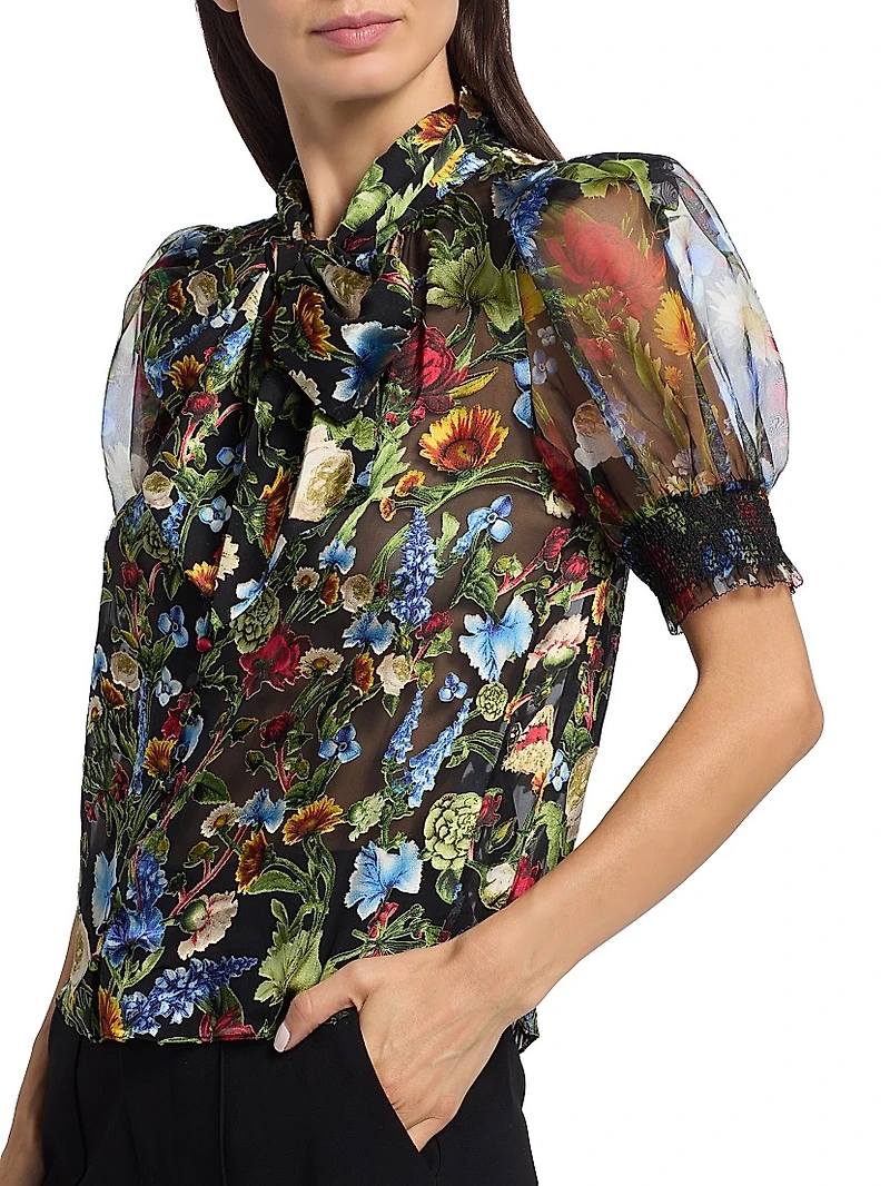 Brentley Floral Tie-Neck Blouse