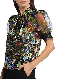 Brentley Floral Tie-Neck Blouse