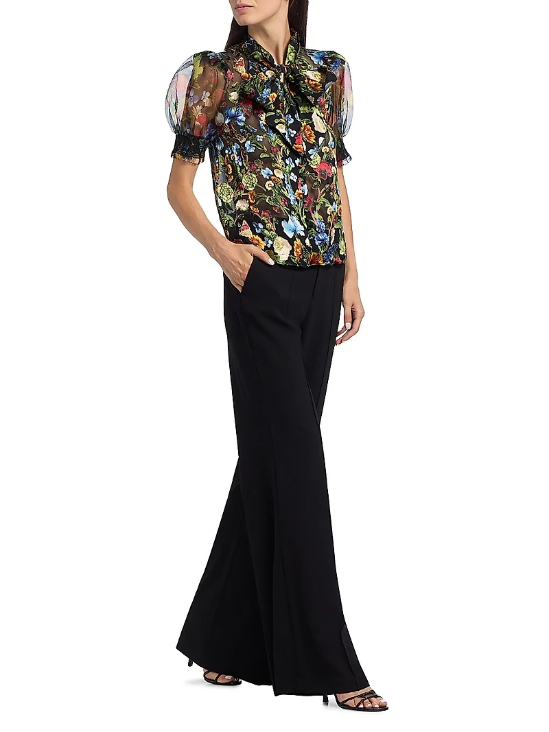 Brentley Floral Tie-Neck Blouse