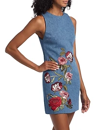 Cade Denim Floral Embroidered Minidress