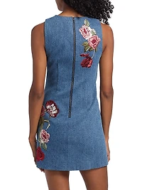 Cade Denim Floral Embroidered Minidress