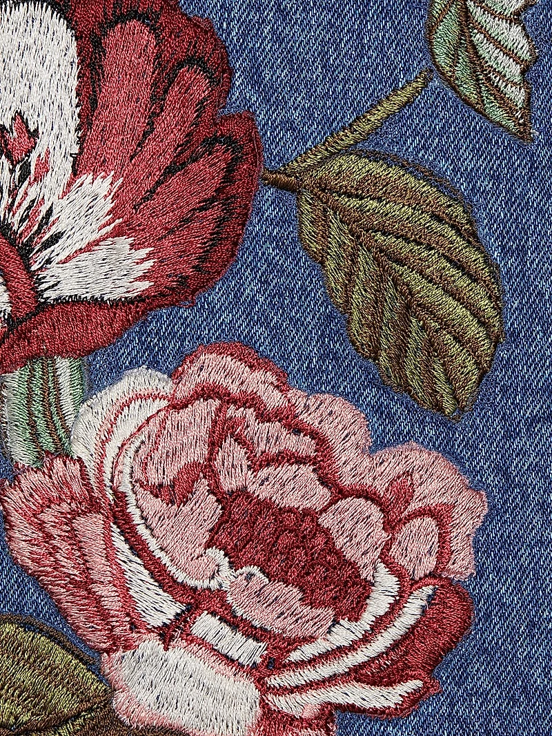 Cade Denim Floral Embroidered Minidress