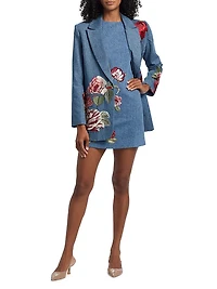 Cade Denim Floral Embroidered Minidress