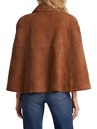Reynalda Suede Double-Breasted Mini Cape