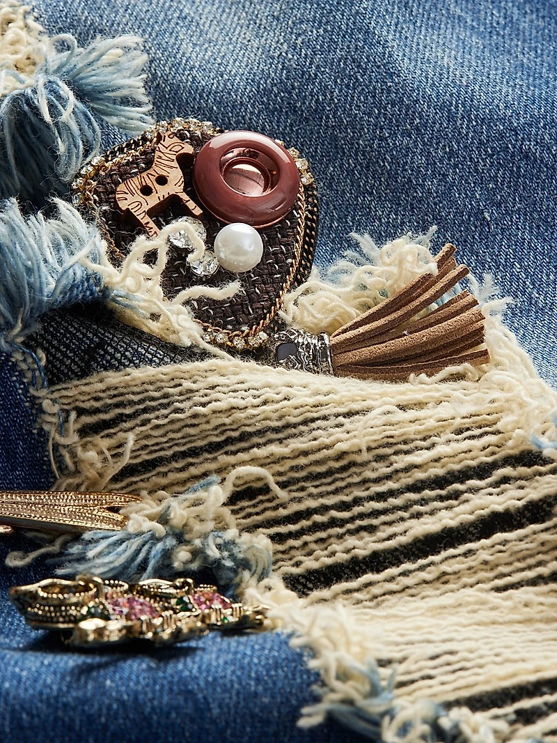 Harper Distressed & Embellished Baggy Jeans