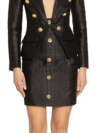 Croc-Embossed Jacquard High-Rise Miniskirt
