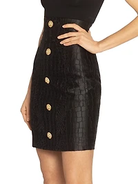 Croc-Embossed Jacquard High-Rise Miniskirt