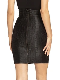 Croc-Embossed Jacquard High-Rise Miniskirt