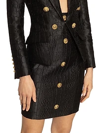 Croc-Embossed Jacquard High-Rise Miniskirt