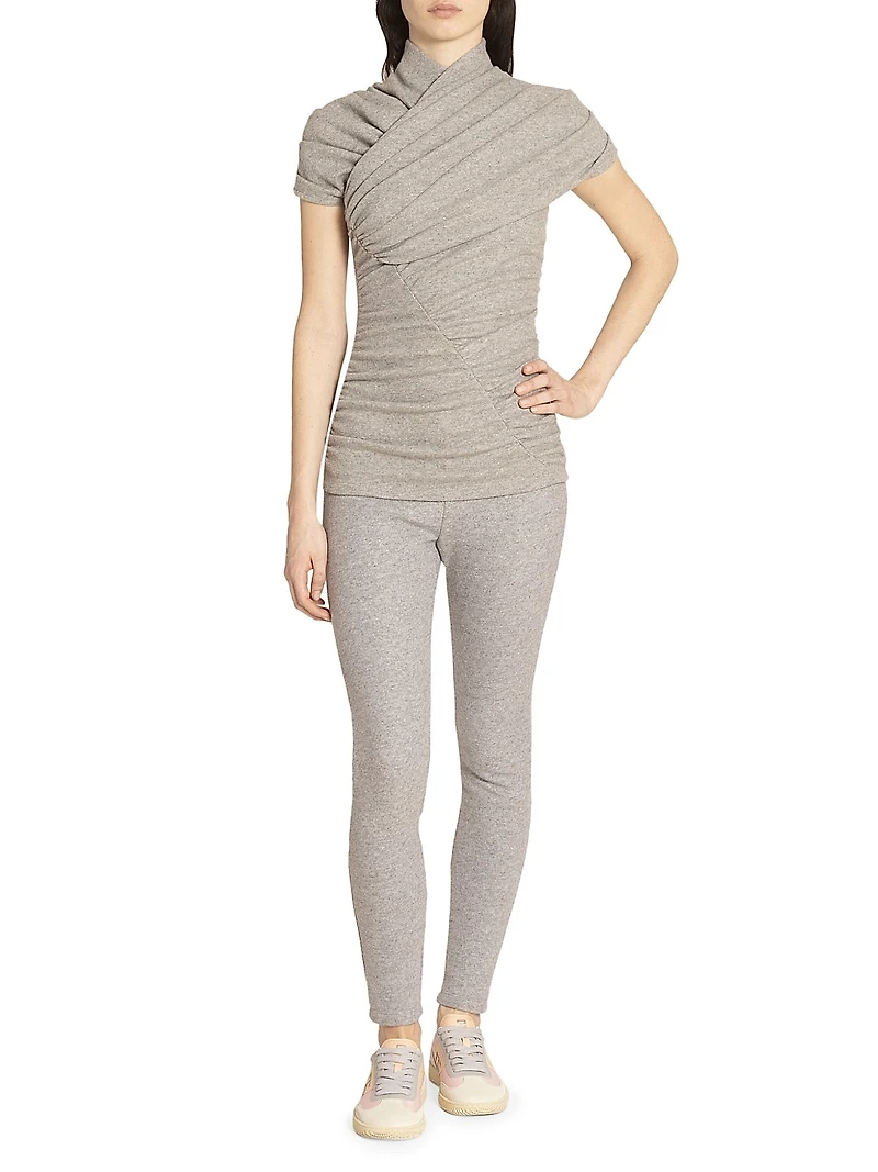 Zipped Stretch-Wool-Cotton Leggings