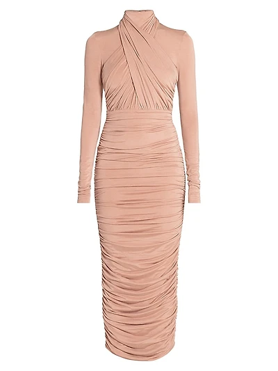 Ruched Jersey Midi-Dress