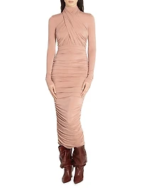 Ruched Jersey Midi-Dress